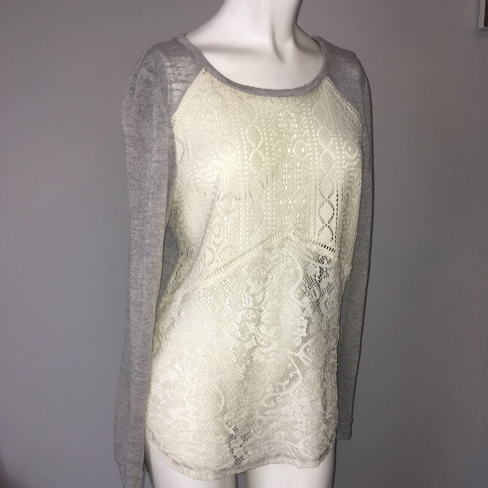 Xhilaration Sheer Knit/Lace Sweater